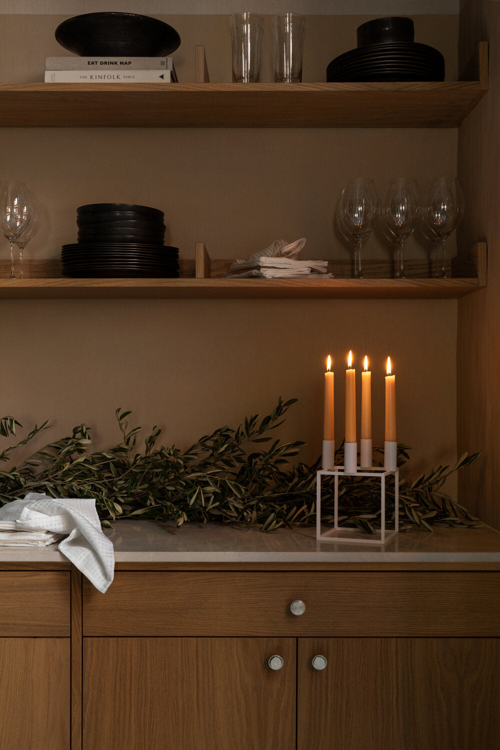 Kubus 4 lysestage - Hvid